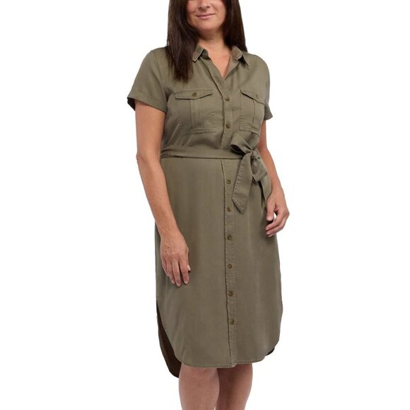 Teddi Rose Women's Tencel Shirt Dress Green, Small - Picture 1 of 4